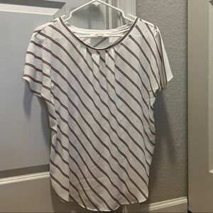 Striped Loft Top (White/Grey/Burgundy)